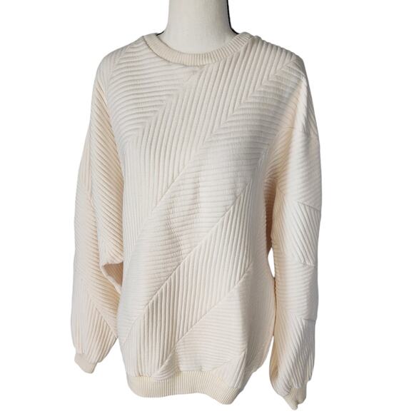 Vintage Kamikaze Cotler 80 90s Off White Ribbed 3D Slouch Sweatshirt Women Large - Picture 1 of 7